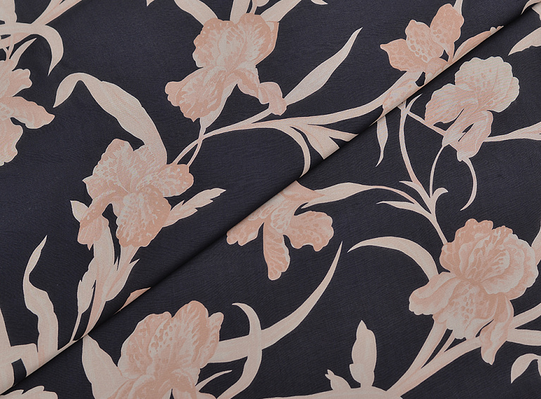 Фото ткани Шифон с ирисами, цвет - синий