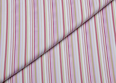 Фото ткани Хлопковая ткань, цвет - розовый, белый, зеленый, фуксия, полоска