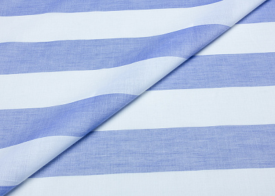 Фото ткани Батист, цвет - синий, белый, полоска