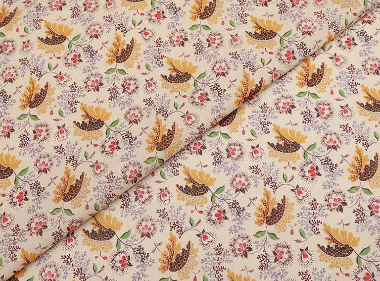 Фото ткани Хлопковый батист тип Valentino с рисунком, цвет - бежевый