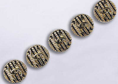 Фото ткани Пуговица круглая (средняя), цвет - черный и золотой