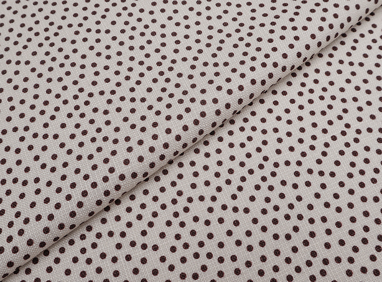 Фото ткани Вискоза в коричневый горох тип Valentino, цвет - бежевый