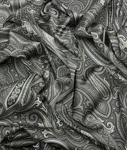 Хлопковая ткань тип Etro с рисунком, цвет - серый и пейсли. Изображение 3