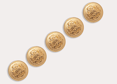 Фото ткани Пуговица круглая с гербом (металл), цвет - золотой