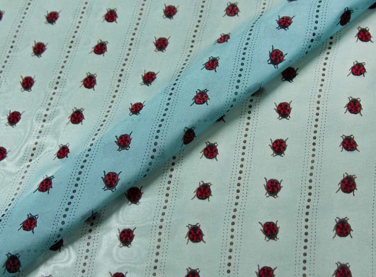 Фото ткани Шелковый шифон с рисунком, цвет - бирюзовый