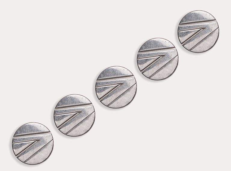 Фото ткани Пуговица круглая (металл), цвет - серебро