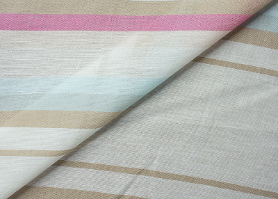 Фото ткани Хлопковая ткань, цвет - бежевый, розовый, белый, голубой, полоска