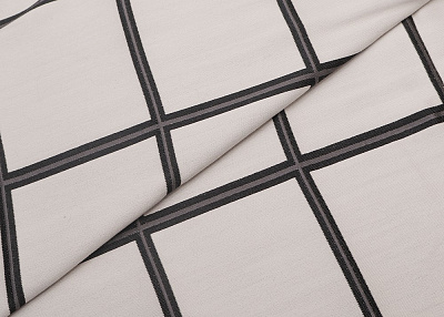 Фото ткани Шерстяная ткань с шелком с рисунком, цвет - черный, молочный, клетка