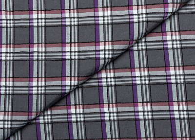 Фото ткани Хлопковая ткань тип Etro, цвет - фиолетовый, белый, бордовый, клетка