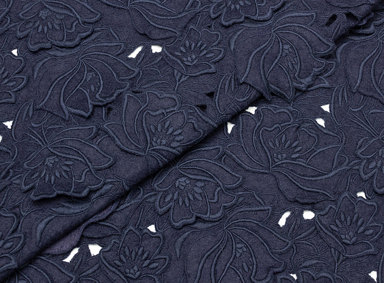 Фото ткани Шерсть с мохером с рисунком, цвет - фиолетово-синий