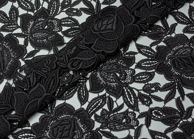 Фото ткани Однотонное  кружево тип Dolce&Gabbana, цвет - черный
