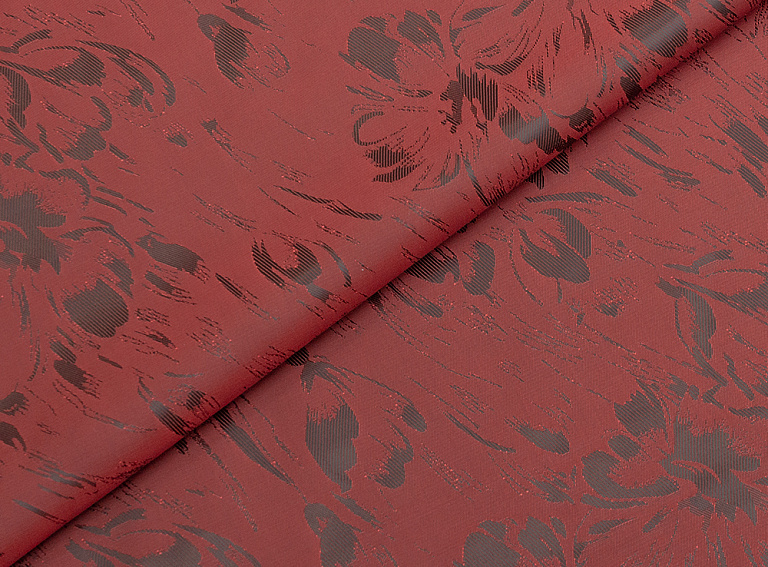 Фото ткани Подкладочная ткань с рисунком, цвет - красный и цветы