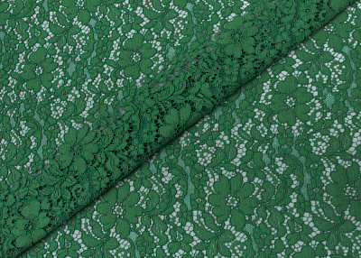 Ткань кружево кордовое цвет зеленый 3357