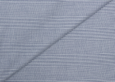 Фото ткани Кашемировая ткань с хлопком, цвет - синий, белый, клетка, гусиная лапка