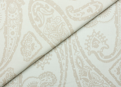 Фото ткани Батист тип Etro, цвет - бежевый, белый, пейсли