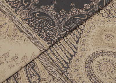 Фото ткани Шерстяная ткань с рисунком (купон), цвет - бежевый и пейсли