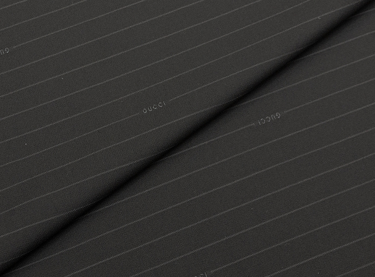 Фото ткани Шерстяная ткань тип Gucci с рисунком, цвет - черный и полоска