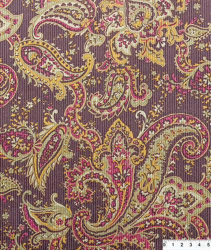 Хлопковый вельвет тип Etro, цвет - желтый, фуксия, пейсли. Изображение 3