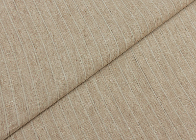Фото ткани Льняная ткань тип Loro Piana с рисунком, цвет - бежевый и полоска