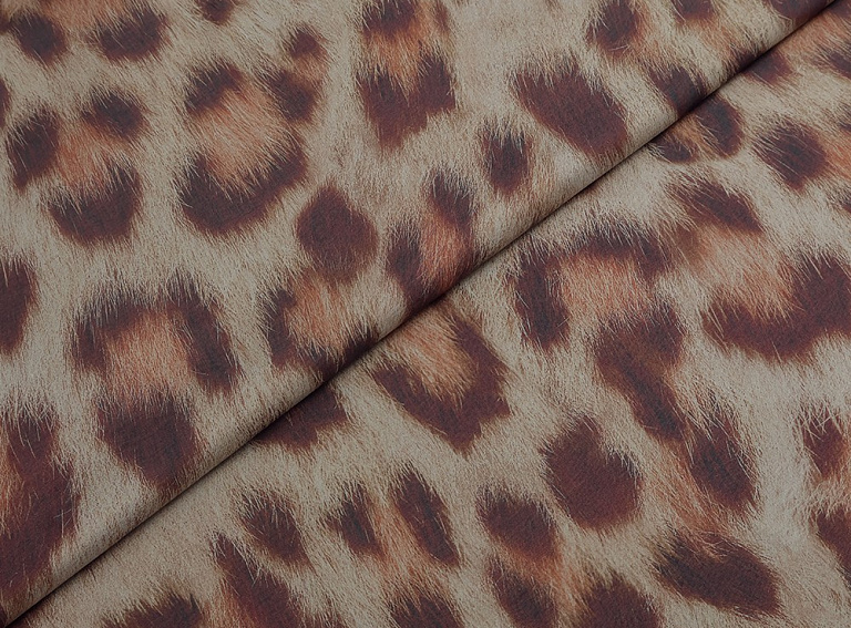 Фото ткани Шифон леопардовый, цвет - фиолетовый, серый, бежевый