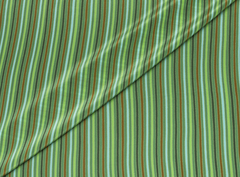 Фото ткани Натуральный шелк, цвет - зеленый и полоска