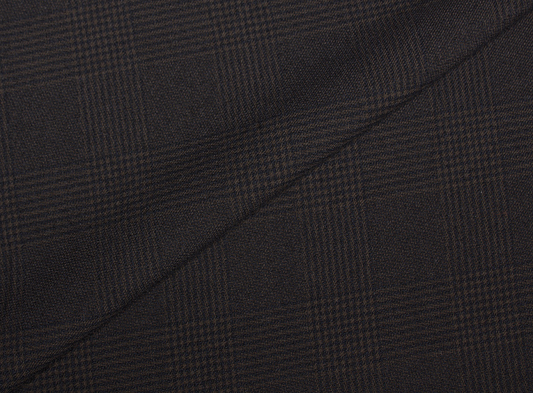 Фото ткани Кашемировая ткань тип Loro Piana, цвет - коричневый, темно-синий, клетка