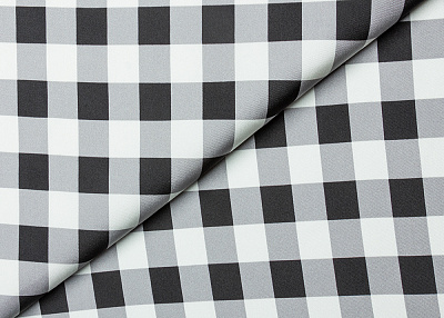 Фото ткани Твиловый шелк тип Valentino, цвет - серый, черный, молочный, клетка