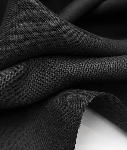 Льняная ткань стиль Loro Piana, цвет - черный. Изображение 4