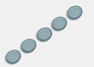 Фото ткани Пуговица овальная, цвет - бирюзовый