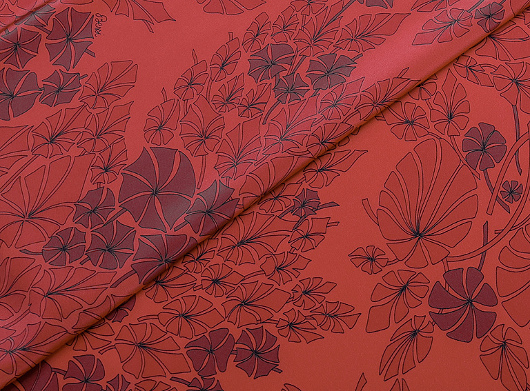 Фото ткани Натуральный шелк (купон), цвет -коралловый