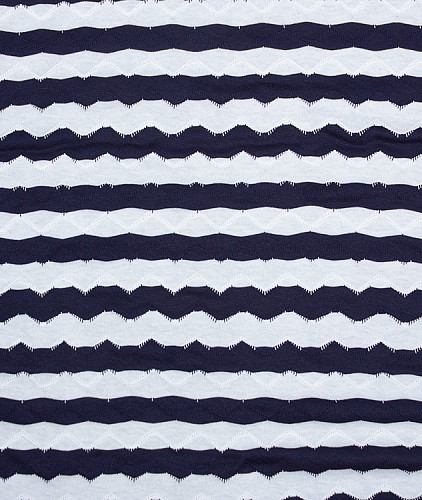 Трикотаж тип Missoni, цвет - синий, белый, полоска. Изображение 5