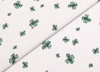 Фото ткани Льняная ткань клевер тип Dior, цвет - белый
