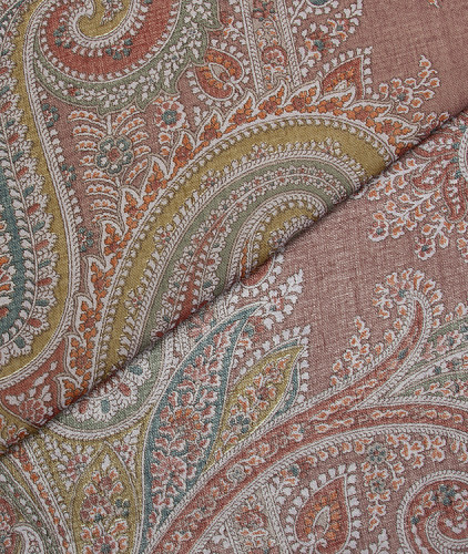 Шерстяной платок тип Etro (купон), цвет - зеленый, синий, пейсли. Изображение 1