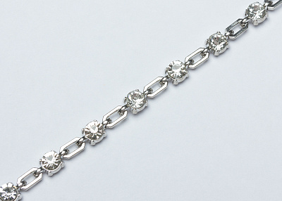 Фото ткани Декоративная цепь, цвет - серебро и металлик