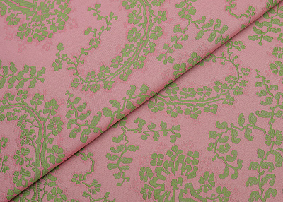 Фото ткани Жаккард с рисунком тип Valentino, цвет - розовый, зеленый