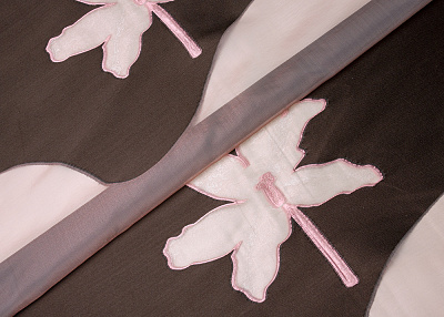 Фото ткани Жаккард (купон), цвет - коричневый, розовый, цветы