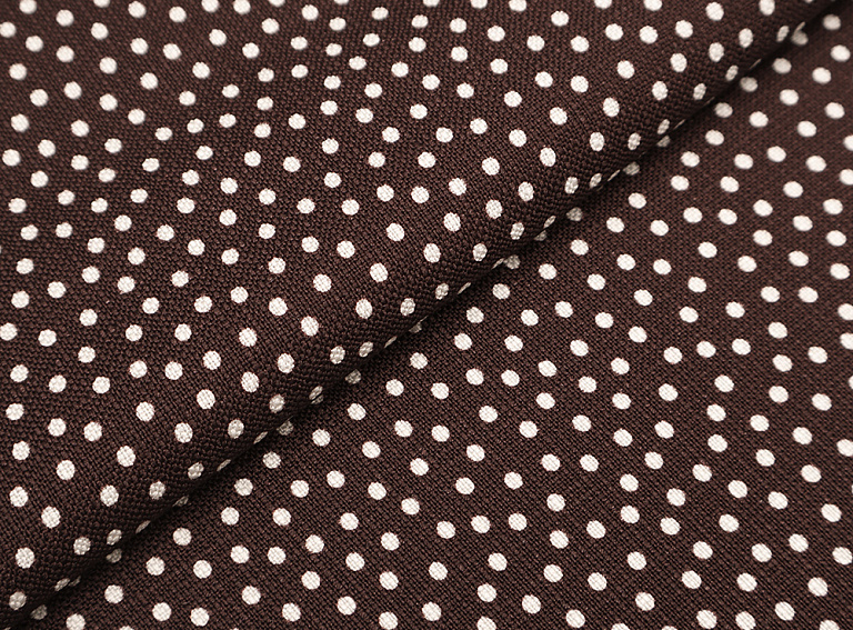 Фото ткани Льняная ткань в горох, цвет - коричневый