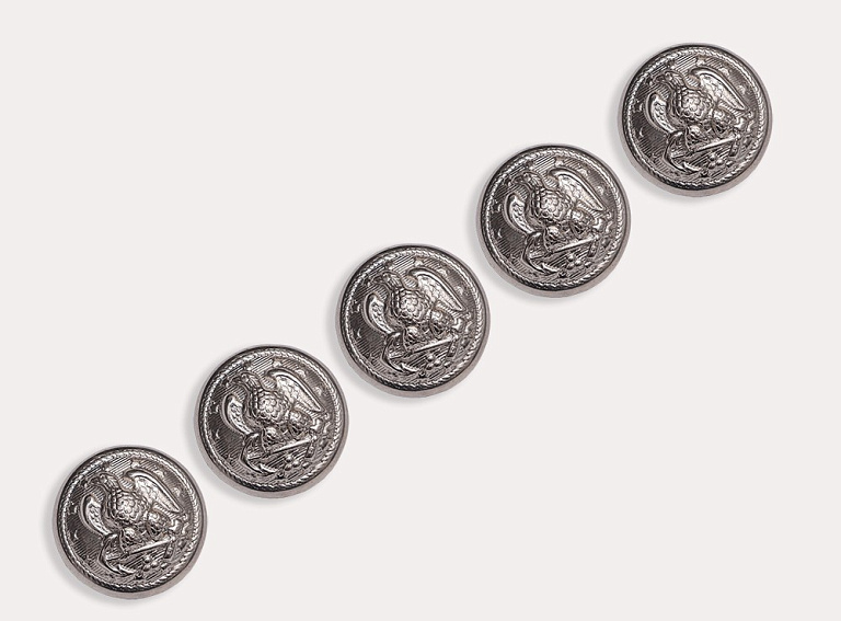 Фото ткани Пуговица круглая (металл), цвет - серебро