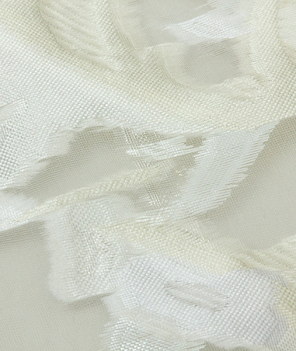 Шелковая органза тип Armani с рисунком (купон), цвет - экрю, молочный, цветы. Изображение 6