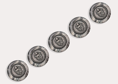 Фото ткани Пуговица круглая с гербом, цвет - серый