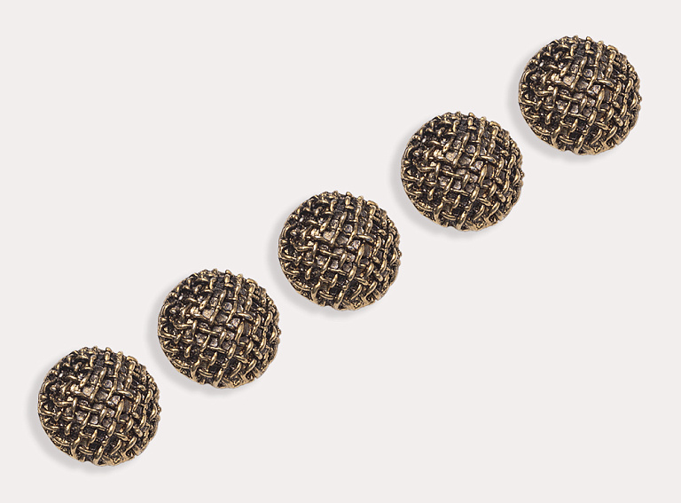 Фото ткани Пуговица круглая металлическая, цвет - золотой