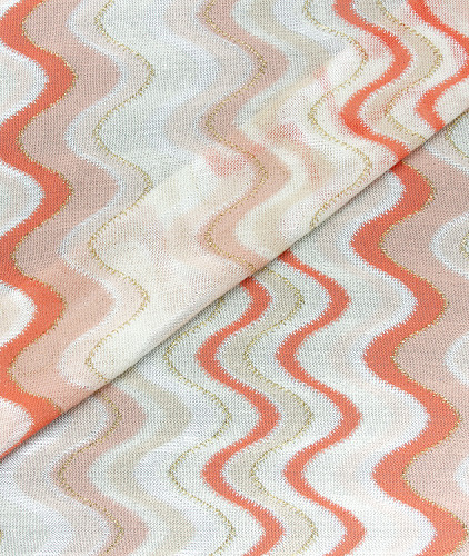 Вискоза с люрексом тип Missoni с рисунком, цвет - молочный. Изображение 1