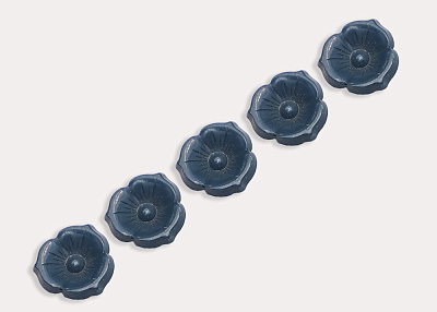 Фото ткани Пуговица в виде цветка (пластик), цвет - синий