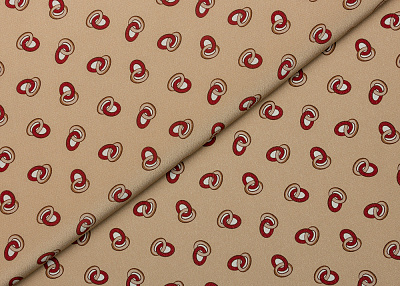 Фото ткани Натуральный шелк тип Brunello Cucinelli, цвет - бежевый, бордовый, молочный, рисунок
