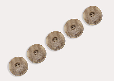 Фото ткани Пуговица круглая, цвет - бежевый и золотой