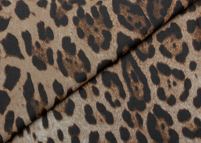 Фото ткани Шифон, цвет - бежевый и коричневый, анималистический, леопардовый