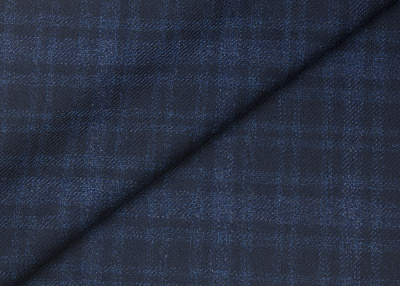 Фото ткани Шерстяная ткань, цвет - темно-синий и клетка
