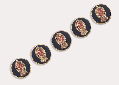 Фото ткани Пуговица круглая с гербом, цвет - черный и золотой