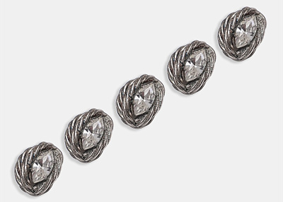 Фото ткани Пуговица со стразами (металл), цвет - серебро