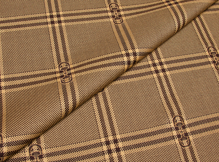 Фото ткани Шерстяная ткань тип Gucci, цвет - коричневый и клетка